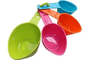 MEISO Lot de 4 gobelets doseurs pour aliments pour animaux - En plastique - Pour chiens, chats et oiseaux - Accessoires de cuisine (couleur aléatoire)