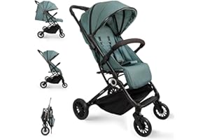 Interbaby - Silla de Paseo Voyage | Carrito Bebe desde Nacimiento hasta 48 meses o 22 kg | Botón Plegado rápido, Amortiguadores, Capota XXL Intercambiable, Reposabrazos | Cochecito bebe Verde