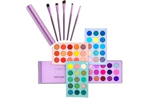Kit de maquillaje esmaltado de belleza, sombra de ojos de 60 colores y pinceles de maquillaje de 5 piezas, paleta de maquilla