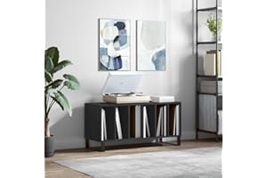 prissent Mobile Porta Dischi Nero 100x38x48 cm in Legno Multistrato Porta Dischi Vinile Libreria Stretta Mobile Salotto Mobiletto TV Mobile Porta CD Scaffale Porta CD Scaffale Legno