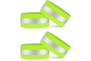 VERY IMPORTANT RUNNER - Brazaletes Reflectantes Alta Visibilidad Running - Bandas Elásticas Cierre Ajustable de 8 cm y Franja Reflectante de 2 cm - Brazos, Piernas y Tobillos