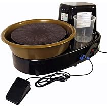 CREWORKS Roue De Poterie 25cm 350W - Tour De Potier Électrique Professionnel Orange Avec Bassin ABS Amovible Et Vitesse 0-300 TR/Min