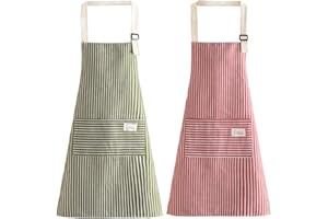 ViLiyDuo 2 delantales de cocina, delantal de cocina, resistente al agua, con 2 bolsillos, delantal para barbacoa, delantal de cocina, restaurante, delantal de cocina