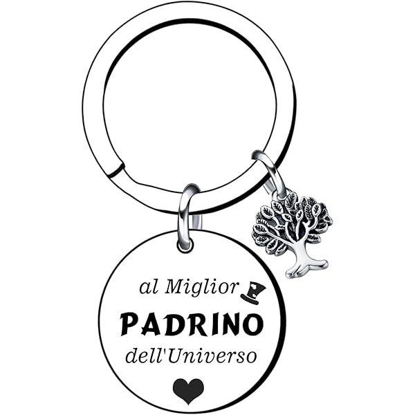 Portachiavi Personalizzato Per Padrino 'Io Amo Il Mio Super Padrino' – Ciondolo In Acciaio Inossidabile, Argento, Con Sacchetto Regalo – Idea Regalo Per Battesimo, Compleanno, Pasqua