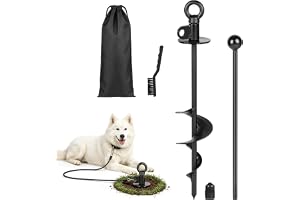 SWAWIS 38 cm svart hundstolpe med 360° roterande ring | för hundar upp till 100 kg, trasselfri, med rengöringsborste och kofo