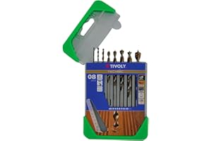 TIVOLY - Coffret Forets Bois HSS Haute Performance - Pour Perçage du Bois - 8 Forets Gradués en Bronze Ø 2-3-4-5-6-7-8-10 mm