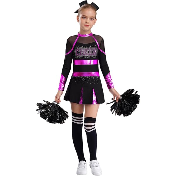 Vestito Carnevale Vestito Cheerleader Bambina Con Pon Pon - Costume Fancy Dress Per Feste E Carnevale Abito Con Pon Pon Rosa