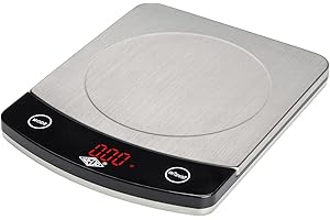 Wedo 48110054 Professional Steel Scales (10 kg), 1g/2 g Graduation with Tare Function, Battery-Operated, Stainless Steel, Silver/Black