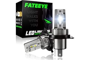 FATEEYE H4 Automotive Car LED Headlight Bulbs Conversion Kit 50W Fanless Design 10000 Lumens Xenon White 6500k (H4)