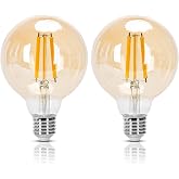 Aigostar - E27 Edison LED Bulb, 10W Equivalent to 77W, Warm White 2200K, 1100 Lumens, Decorative Vintage LED Filament Bulb G9