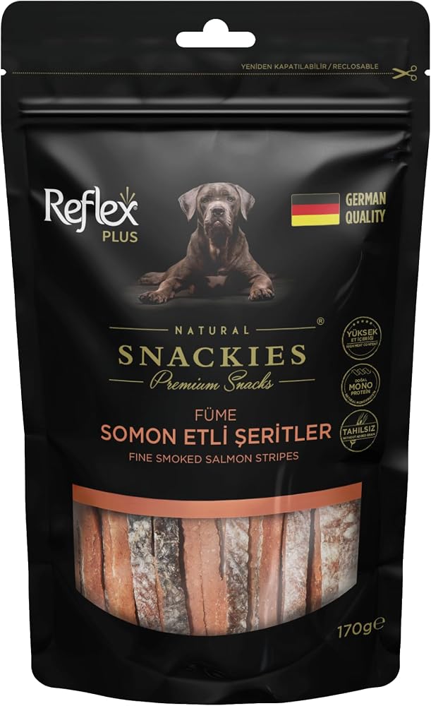 Reflex Plus Snackies Natural Füme Somon Etli Şeritler Premium Köpek Ödül Maması 170 g