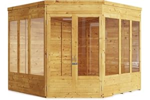 BillyOh Corner Summerhouse Log Cabin 8 x 8 Garden Storage Shed Wooden Summer House Sheds Picton Summerhouses Pressure Treated Available (Spray Treated, 8x8)