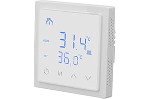 DENASH Smart Underfloor Heating Thermostat with LED Display, Anti False, Home Thermostat for Electric Underfloor Heating, High Accuracy Temperature Controller, 16A AC85V‑ (White)