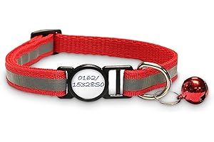 Girafus Katzenhalsband mit Sicherheitsverschluss / 5xSticker für Namen,Tel.nr Halsband Katze mit Glöckchen/Reflektierend/für Girafus Tracker Sicherheitshalsband Katzen Rot