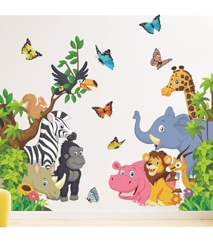 Adesivi Murali Animali Per Cameretta - Leone, Elefante, Zebra 30x90cm - Foto 2