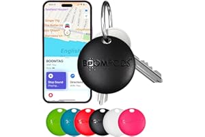 Boompods Boomtag Bluetooth Key Finder - Schlüsselfinder, Mini Smart Tracker Tag kompatibel mit Apple Wo ist? App, für Schlüssel/Brieftasche/Gepäck GPS Tracking, nachhaltig hergestellt - Schwarz
