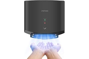 interhasa! Händetrockner automatischer Infrarotsensor handtrockner leise Gewerbe und Haushalt 1250W（Schwarz）