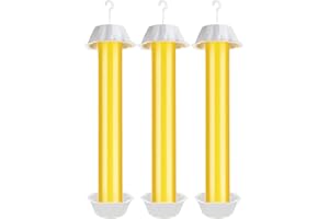 LJUNFCL Groß Fliegenfalle für Innen und Außen, 3 Set Fliegenfänger Mückenfalle mit Klebestreifen Abwehr Gegen Mücken Fruchtfliegenfalle, Wasserabweisende Klebefalle für Obstfliegenfallen (Orange)