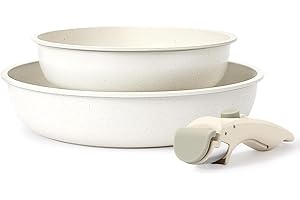 GiPP Lot de poêles avec poignée amovible, 20/26 cm, revêtement anti-adhésif, sans PFOS/PFOA, nettoyage facile, compatibles avec tous les types de plaques de cuisson