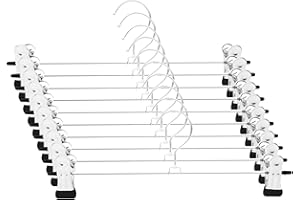 Fousenuk Lot de 10 Cintre Pinces 30cm, Ceintre pour Pantalon Metal avec Deux Antidérapante Clips, Cintres Porte-Pantalons Crochet Pivotant à 360°, Cintre Jupes Femme Gain De Place