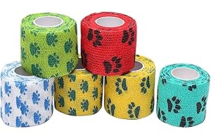 SECALIFE 6 Colors Pet Vet Wrap 5cm x 4.5m Self-Adhesive Pet Elastic Bandage Injury Wrap Bandage Tape for Pet Animals Wrist Ankle Sprains and Swelling