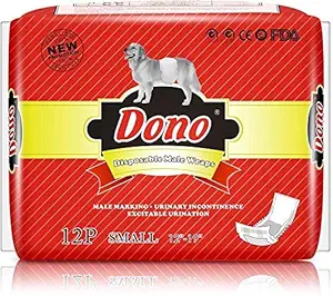 Pets Empire Dono Disposable Male Wraps Dog Diapers Super Absorbent Soft Male Dog Wraps Excitable Urination, or Incontinence (Small - 12 PCS)
