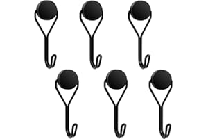 Bubuny Magnethaken, 6 Stück Magnete Extra Stark für Gadgets Küche Schlafzimmer, Edelstahl Magnete Mit Haken Drehbar Magnetischer Haken für Decke Magnettafel Küche Büro Schließfächer