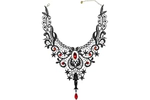 Aabellay Gothic Black Lace Necklace Steampunk Vampire Choker Punk Victorian Costume Party Retro Vintage Wedding Party Prom Festival Halloween Jewelry for Women Girls - Y432