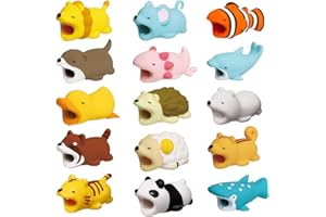 YSTrillion Protector de Cable de Cargador,15 Piezas Animal Cable Protecto, Protector de Cable Diseño de Animales,Protectores de Conexión para Cables para Cable de Carga USB