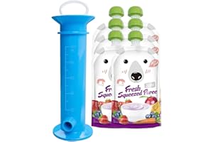 FUNMIX Babynahrungsbeutel Abfüller mit Quetschbeuteln Wiederverwendbare - Quetschies zum Selbstbefüllen Nachfüllbaren Fruchtpüreebeutel Abfüllstation - Tragbarer nahrungsbeutel für Babys Kleinkinder