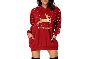 Jarseila Weihnachtspullover Damen Lustig Christmas Sweater Pullover Rundhalsausschnitt Hoodie Xmas Rentier Schneeflocke Weihnachten Geschenk