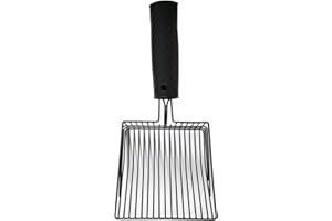 QUANYUCHANG CHULAI Cat Litter Scoop, Stainless Steel Metal Kitty Litter Tray Scoop, Heavy Duty Sifter with Silicone Handle Cushioning for Cats Owners Fast Sifting Pet Cleaning Tool