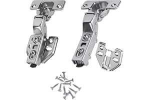 XINSHENG Soft Close Cupboard Hinges 35mm Kitchen Cabinet Wardrobe Door Plate Hinges 105 Degree Stainless Steel Concealed Inset Hinges with Screws, Pack of 2