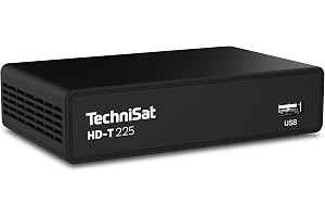 TechniSat HD-T 225 Kompakt DVB T2 HD mottagare (HDTV, HEVC H265, USB, HDMI och SCART-mediaspelare, 12 V, EPG-kompatibel, LED-status-display, fjärrkontroll)