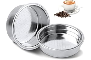 KUKUPOW Filtro Macchina Caffe 51mm, in Acciaio Inox Filtri per caffè Riutilizzabili Adatto al Cestello Della Macchina da Caffè con Doppio Pressurizzato da 51 mm. (Tazza singola + tazza doppia)