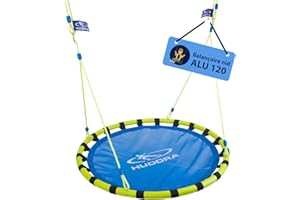 HUDORA Balançoire nid Alu 120 - Balançoire de haute qualité Indoor & Outdoor - Diamètre de 120 cm - Balançoire suspendue réglable en hauteur pour enfants & adultes jusqu'à 120kg