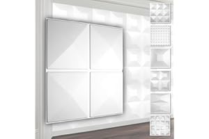 HEXIM Pannelli murali in PVC 3D - rivestimento murale bianco con effetto 3D - motivi piramidali (5QM confezione economica HD023 50x50cm) rivestimento murale