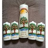 Taufkerzen Set mit Lebensbaum - inkl. Beschriftung von Babyprince - handgearbeitete Wachsverzierungen - !!! keine Folie !!!