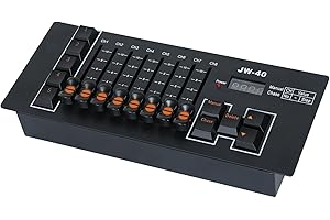 GDJRTTK Controlador DMX, DMX 512 de 40 canales con batería recargable incorporada para iluminación de escenarios, DJ, cabezas móviles, bares, discotecas