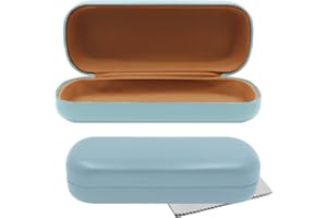Olicky PU Leather Glasses Case, Hard Shell Eyeglasses Portable Protective Cases for Glasses Storage Travel Study Work Comes with a protective cloth for glasses