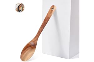 AzureRay Cuchara de Madera, Cucharas de Cocina de Madera Naturales y Ecológicas Mango Largo y Resistente, Ideal para Cocinar, Agitar y Servir