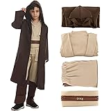 Kitimi Costume Jedi Bambino, Jedi Veste con Cappuccio Mantello, Costume Carnevale Bambino Vestito Cosplay Costume