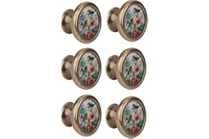 LOVIVER Lot de 6 Bouton de Meuble, Motif Oiseaux et Fleurs pour Armoires, Tiroirs, Coffre, Poignées avec Vis, Boutons Décoratifs Artisanat 36mm pour Meuble Cuisine