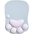 DOBAOJIA Cat Paw Ergonomic Mouse Mat with Wrist Support, Silicone Gel Mouse Pad, Cute Mouse Pad, Kawaii Mouse Pad, for Home/Office/Gaming, Grey & Pink