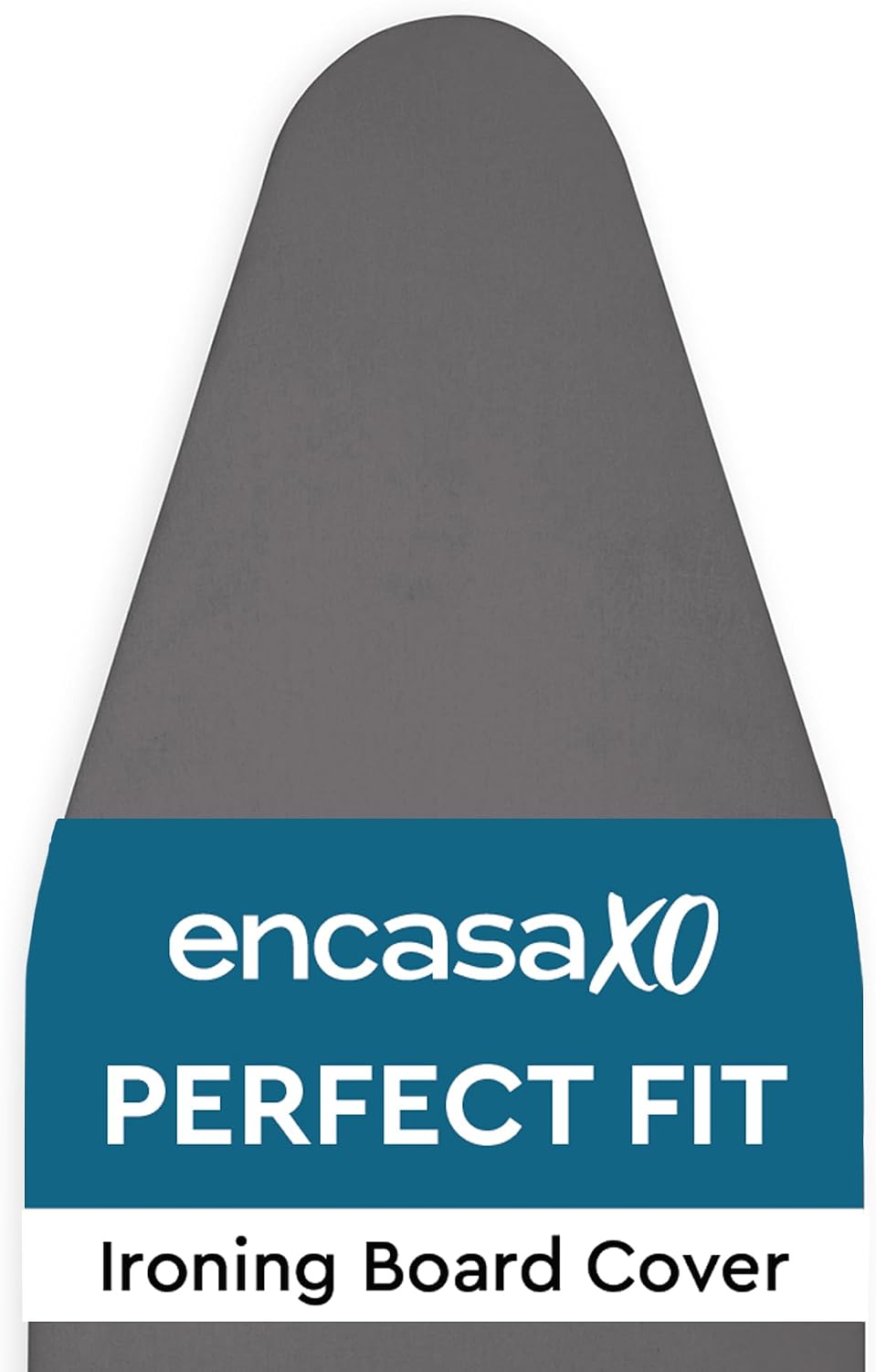 Encasa XO Mini Ironing Board Cover with Extra Thick Pad, Plain Colors, Elasticated, (Fits Standard Large Boards of 125x39 cm) Heat Reflective - Grey