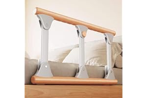 ‎HEUFFE Heuffe Faltbares Bettgitter für Pflegebett，aufstehhilfe Rausfallschutz für Senioren & Erwachsene，Klappbare Bettschiene mit Sturzsicherung-Holz