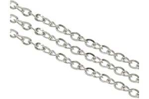 PERLIN Cadena de eslabones de 3 metros, cadena de metal, cadena ovalada, cadena de eslabones de 3 x 4 mm, cadena de plata envejecida, por metros, para hacer joyas, pulseras, manualidades, K21