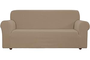 EBETA E Elastisch Sofa Überwürfe Sofabezug, Stretch Sofahusse Sofa Abdeckung Hussen für Sofa, Couch, Sessel 3 Sitzer (Sand, 185-235 cm)