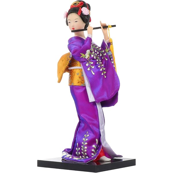 9-Inch Japanese Geisha Doll – Handmade Silk Brocade Oriental Decor Collectible - View #4