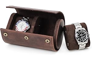 Hiram Etui na 2 zegarki z prawdziwej skóry pudełko do przechowywania zegarka ochronny zegarek etui podróżne przenośne ze zdejmowaną poduszką montażową